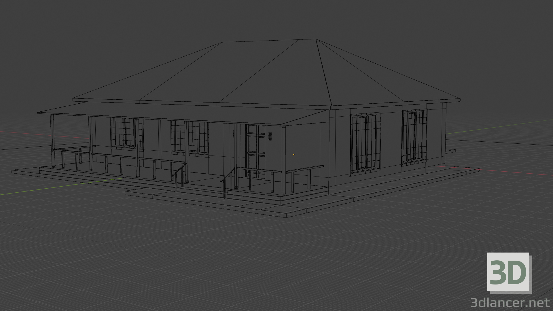 Einstöckiges Ferienhaus 3D-Modell kaufen - Rendern