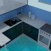 3d model Kitchen in blue tones - preview