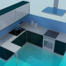 3d model Kitchen in blue tones - preview