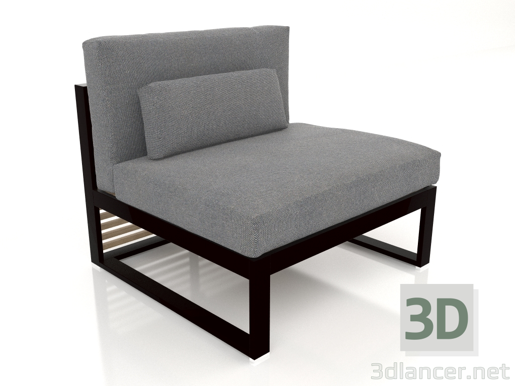 Modelo 3d Sofá modular, seção 3, encosto alto (preto) - preview