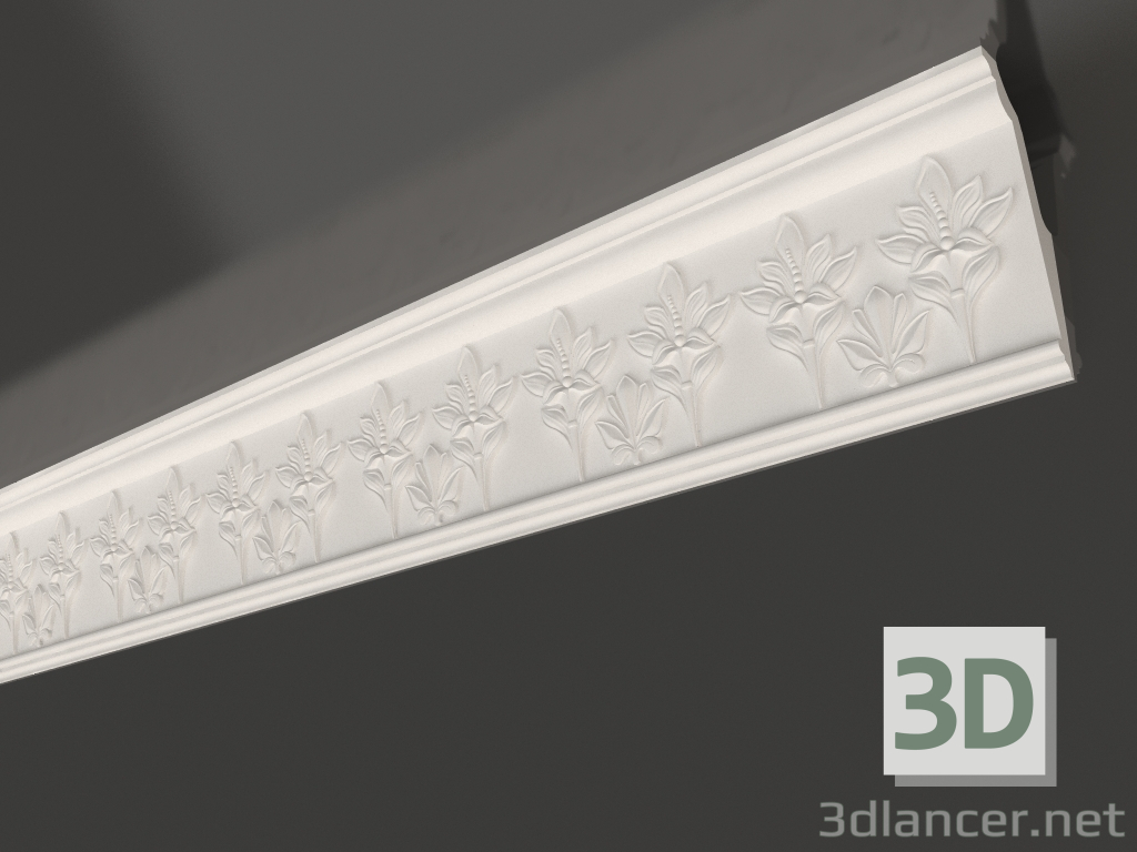 modello 3D Cornice per soffitto con modanatura in gesso KL 008 (143x51x1200) - anteprima