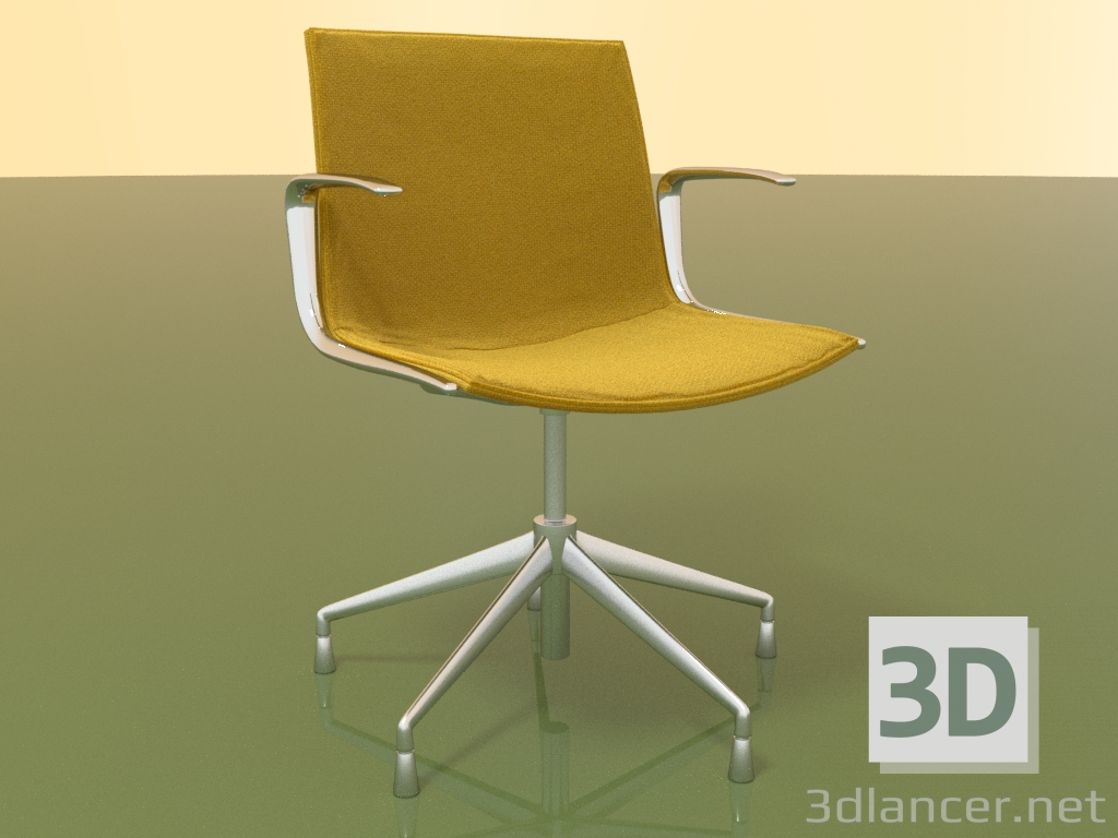 3d model Silla 6206 (5 patas, con reposabrazos, LU1, con acolchado y almohada) - vista previa