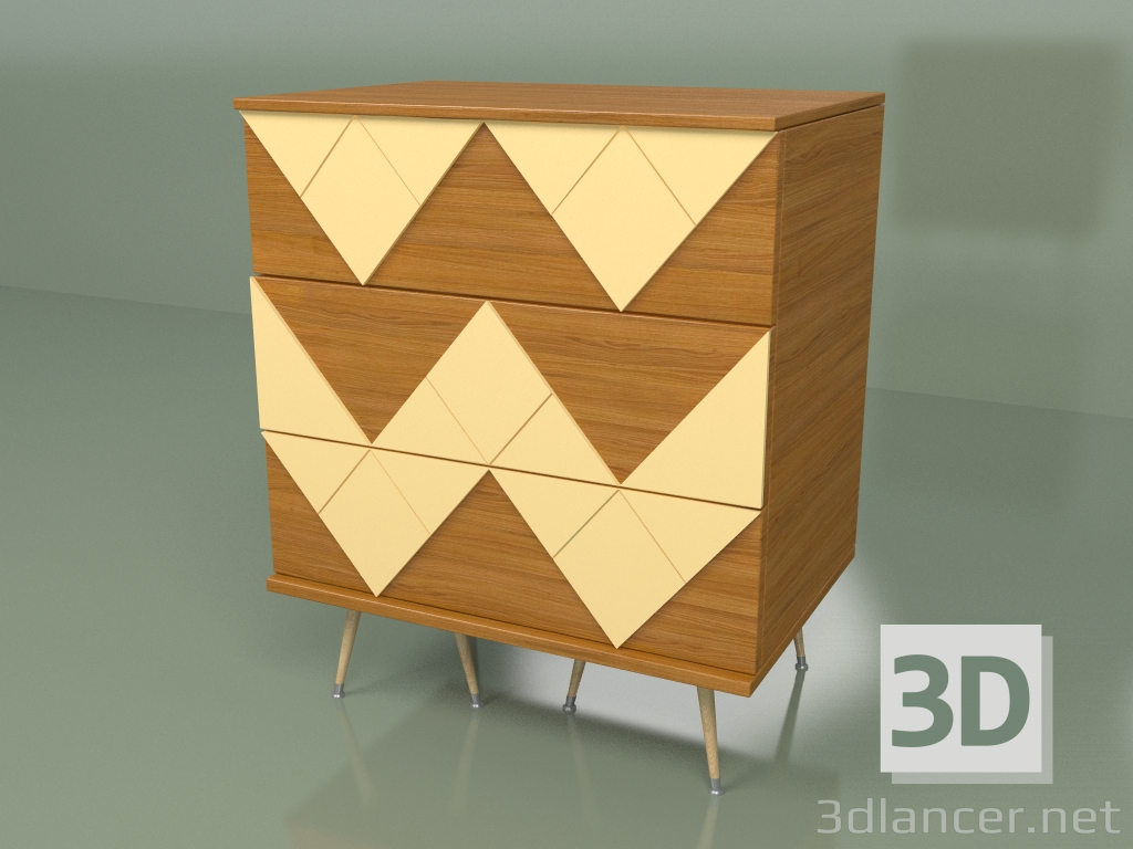 modèle 3D Commode Lady Woo avec motif de couleur (jaune ocre) - preview