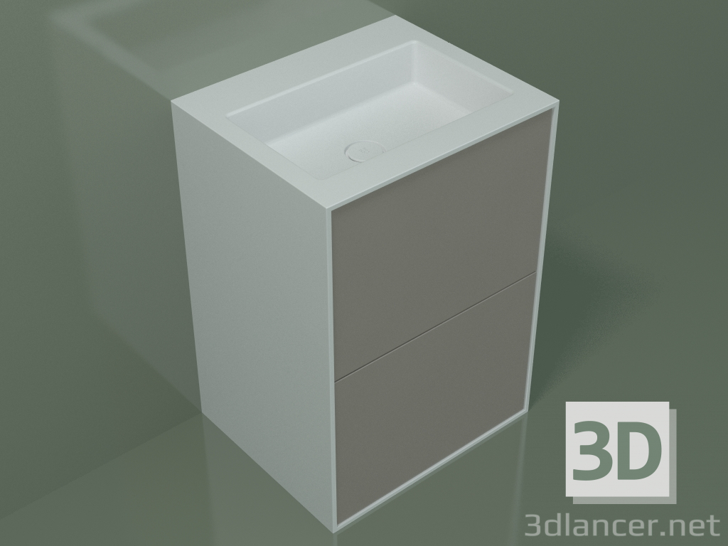 modèle 3D Lavabo avec tiroirs (03UC36401, Clay C37, L 60, P 50, H 85 cm) - preview