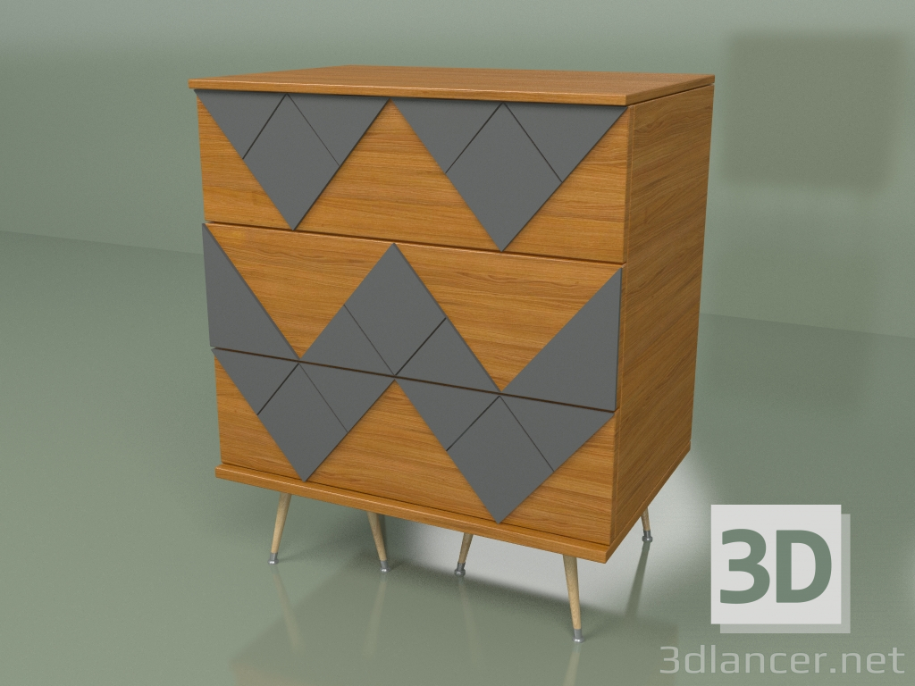 modèle 3D Commode Lady Woo avec motif de couleur (gris foncé) - preview