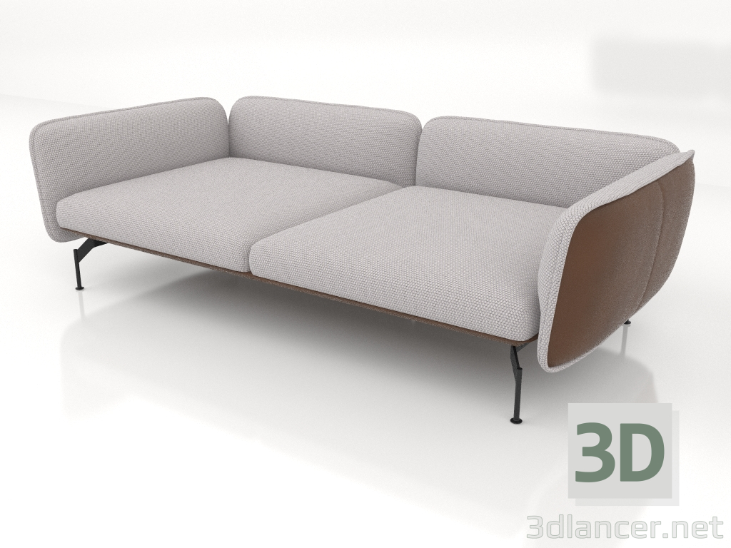 3d model Módulo sofá de 2,5 plazas de fondo con reposabrazos 110 (tapizado exterior de piel) - vista previa