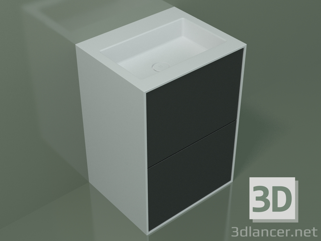 3d model Lavabo con cajones (03UC36401, Deep Nocturne C38, L 60, P 50, H 85 cm) - vista previa