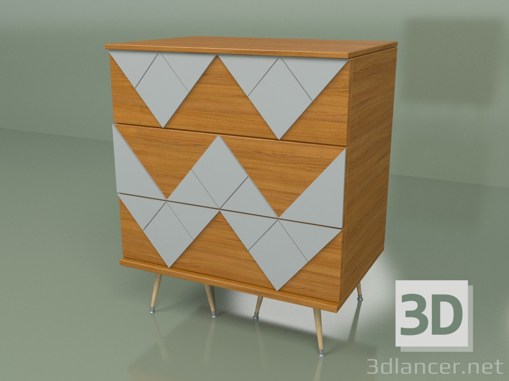 modèle 3D Commode Lady Woo avec motif de couleur (gris clair) - preview