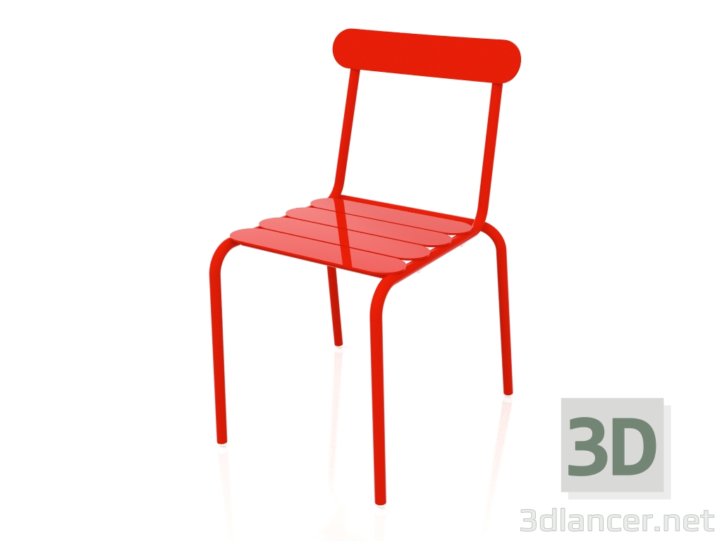 modèle 3D Chaise de salle à manger (rouge) - preview