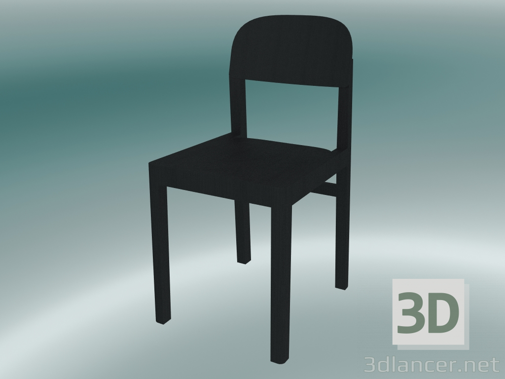 3d model Silla de taller (negro) - vista previa