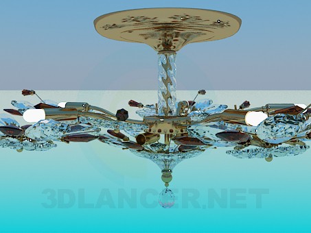 3d model Lámpara Chandelier de cristal flores - vista previa