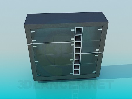 3d model Gabinete con puertas de vidrio - vista previa