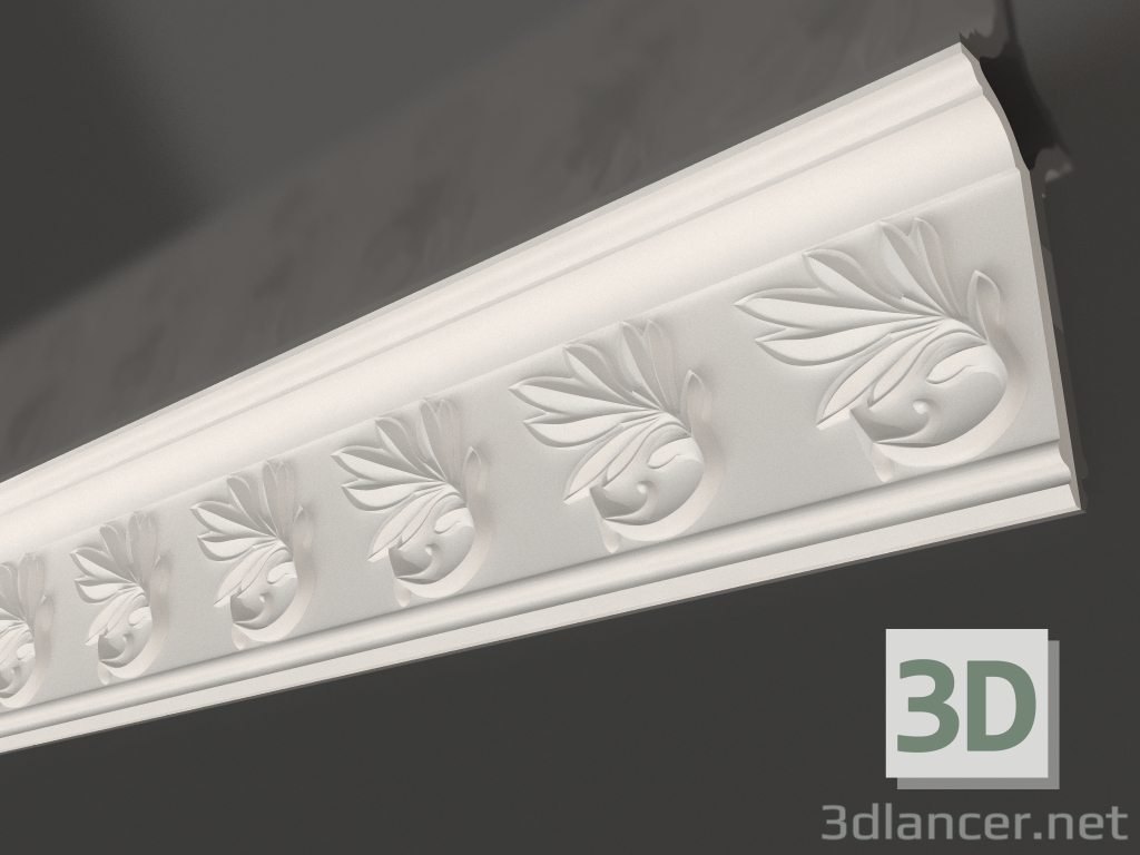 Modelo 3d Cornija teto estuque de gesso KL 014 (195x58x1200) - preview