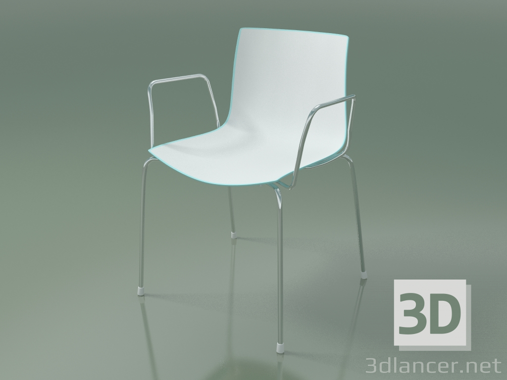 3d model Silla 0251 (4 patas con reposabrazos, polipropileno bicolor, cromo) - vista previa