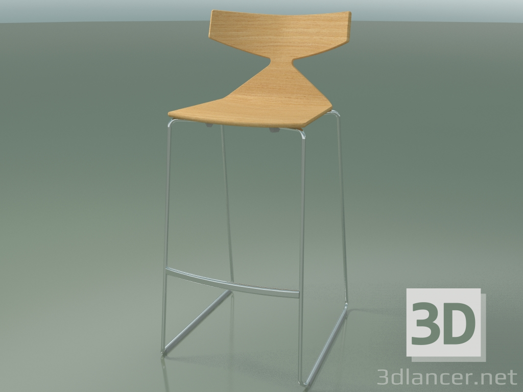 3D Modell Stapelbarer Barhocker 3704 (Natürliche Eiche, CRO) - Vorschau