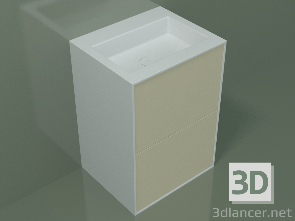 3D modeli Çekmeceli lavabo (03UC36401, Bone C39, L 60, P 50, H 85 cm) - önizleme