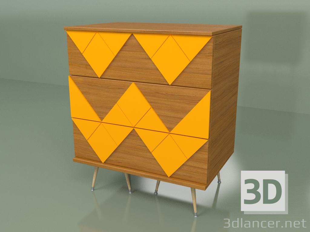 3d model Cajonera Lady Woo con patrón de color (naranja) - vista previa