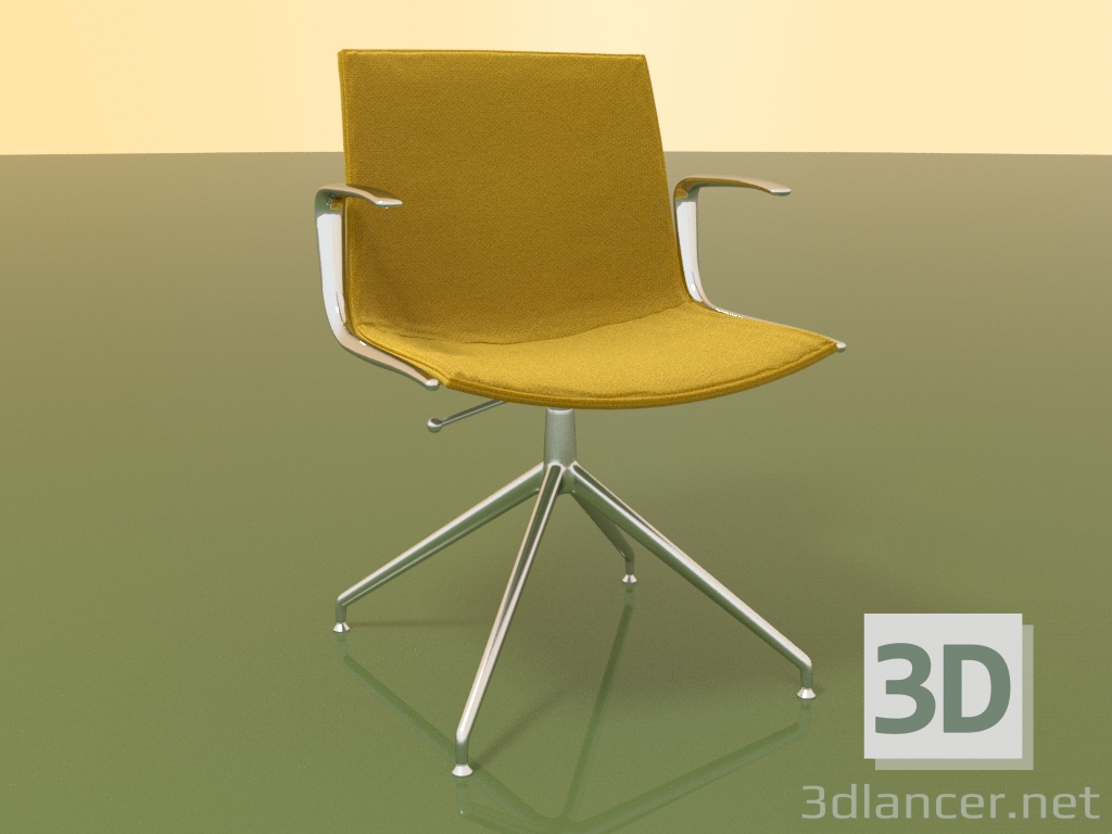 3d model Silla 6204 (4 patas, giratoria, con reposabrazos, LU1, con acolchado y almohada) - vista previa