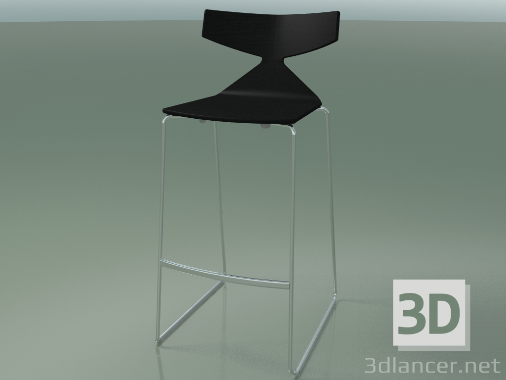 modello 3D Sedia impilabile bar 3704 (Nero, CRO) - anteprima