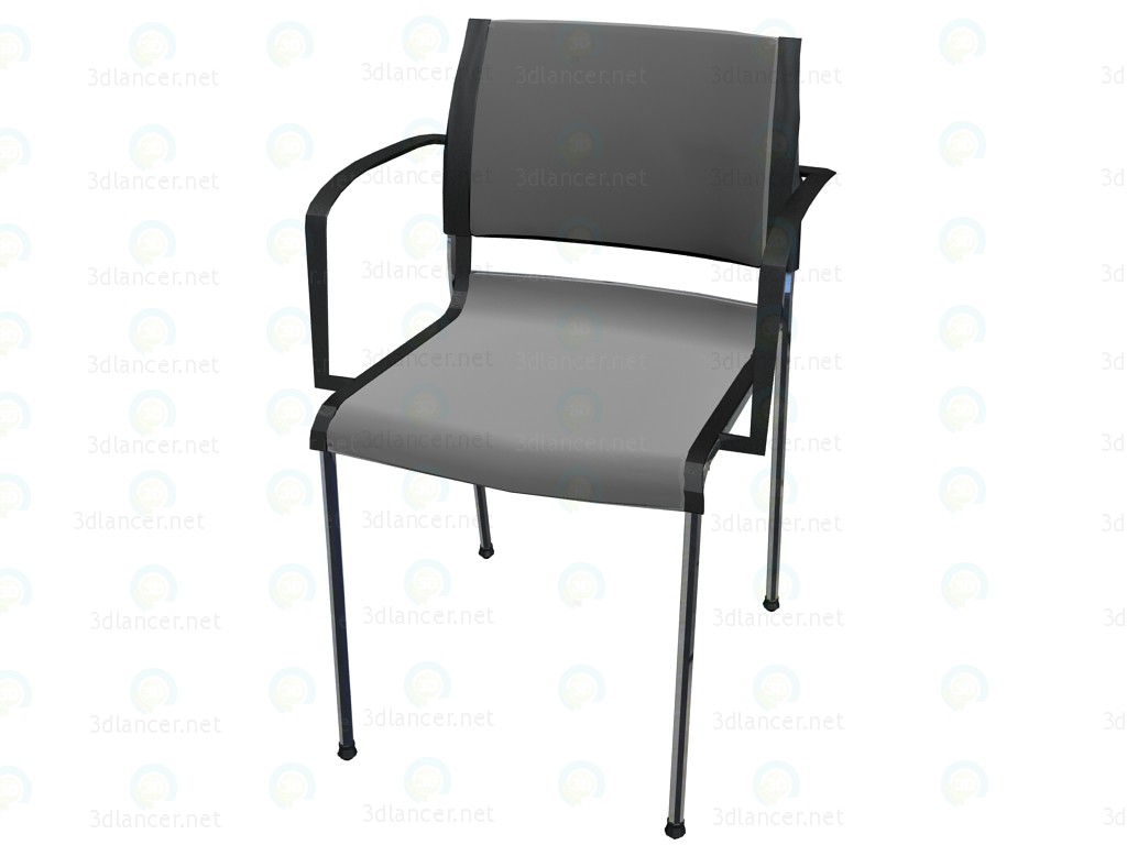 3 डी मॉडल Stackable कुर्सी armrests साथ असबाब कपड़े के साथ - पूर्वावलोकन