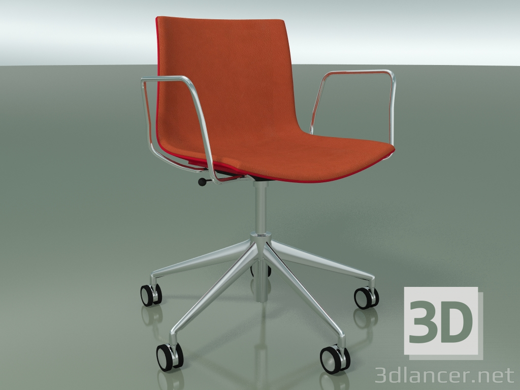 3d model Silla 0384 (5 ruedas, con reposabrazos, LU1, con tapizado delantero, PO00104) - vista previa