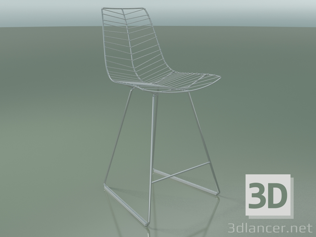 3d model Silla de bar 1817 (en el trineo, acero acabado cromado) - vista previa