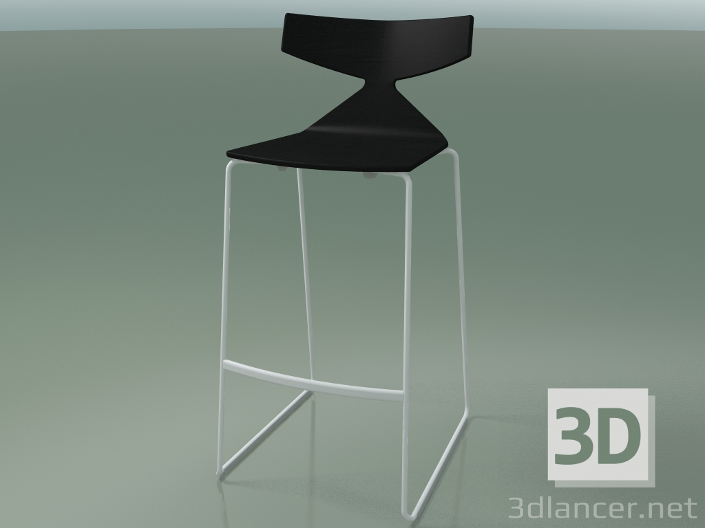 3d model Taburete de bar apilable 3704 (negro, V12) - vista previa