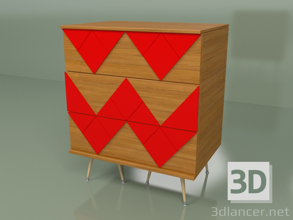 3d model Cajonera Lady Woo con patrón de color (rojo) - vista previa