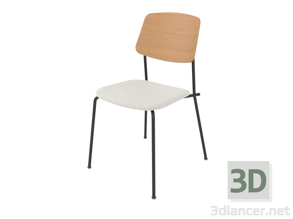 3d model Silla sin tensiones con respaldo de madera contrachapada y tapizado de asiento h81 - vista previa