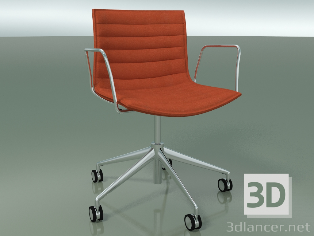 modello 3D Sedia 0319 (5 ruote, con braccioli, LU1, con rivestimento sfoderabile in pelle con strisce) - anteprima