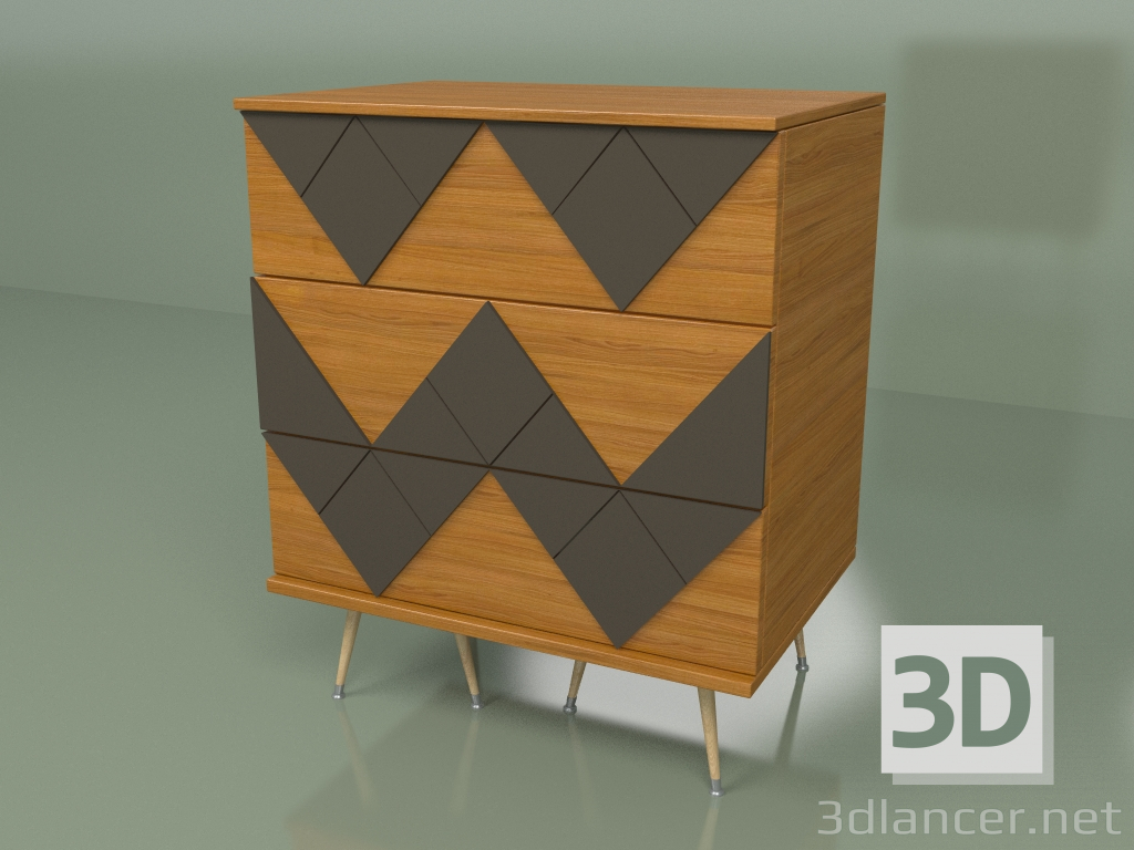 modèle 3D Commode Lady Woo avec motif de couleur (marron foncé) - preview