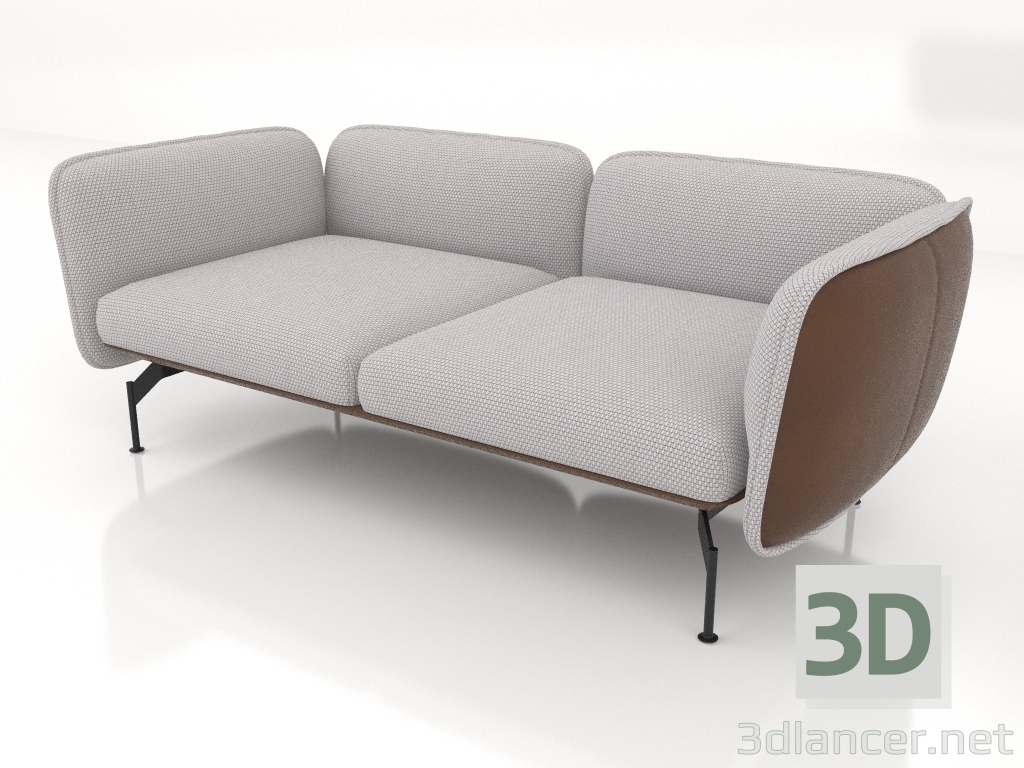 3d model 2-seater sofa (leather upholstery on the outside) - preview