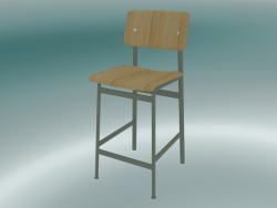 Silla de bar Loft (65 cm, roble, verde polvoriento)