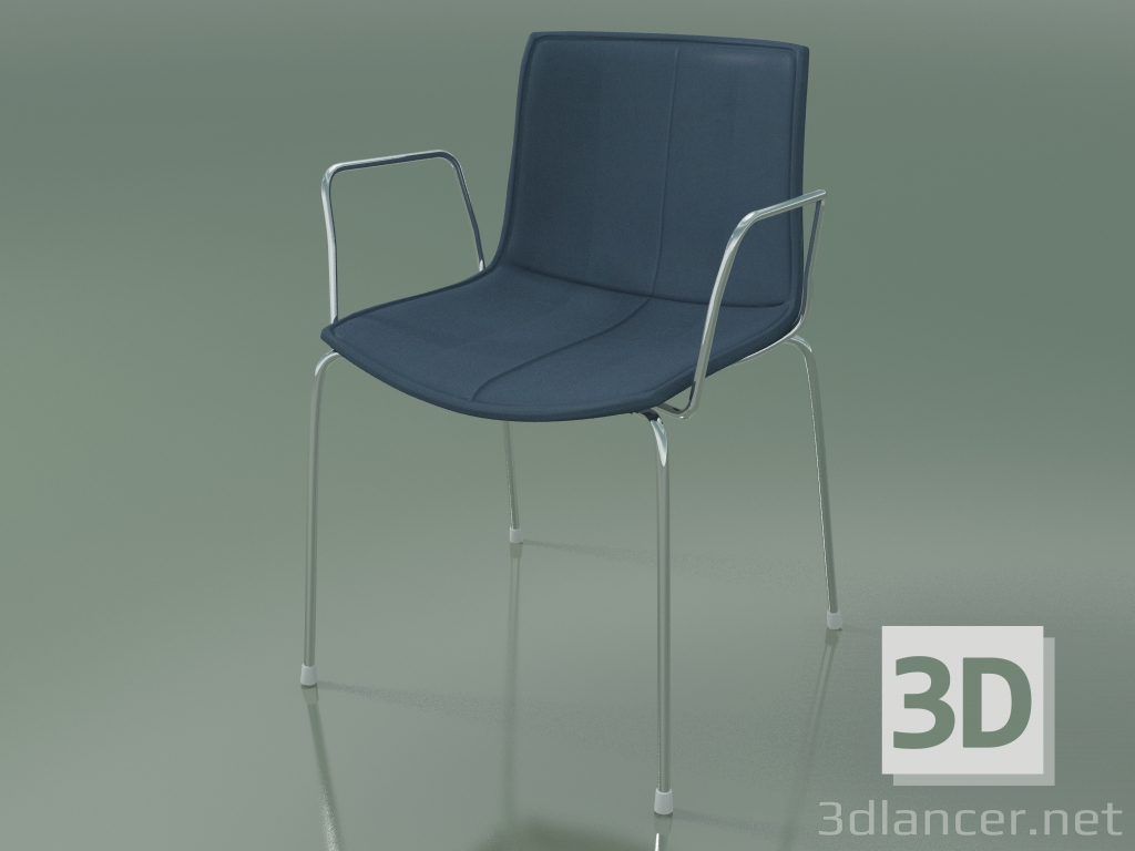 3d model Silla 0310 (4 patas con reposabrazos y tapicería de cuero desmontable, funda 1, cromo) - vista previa