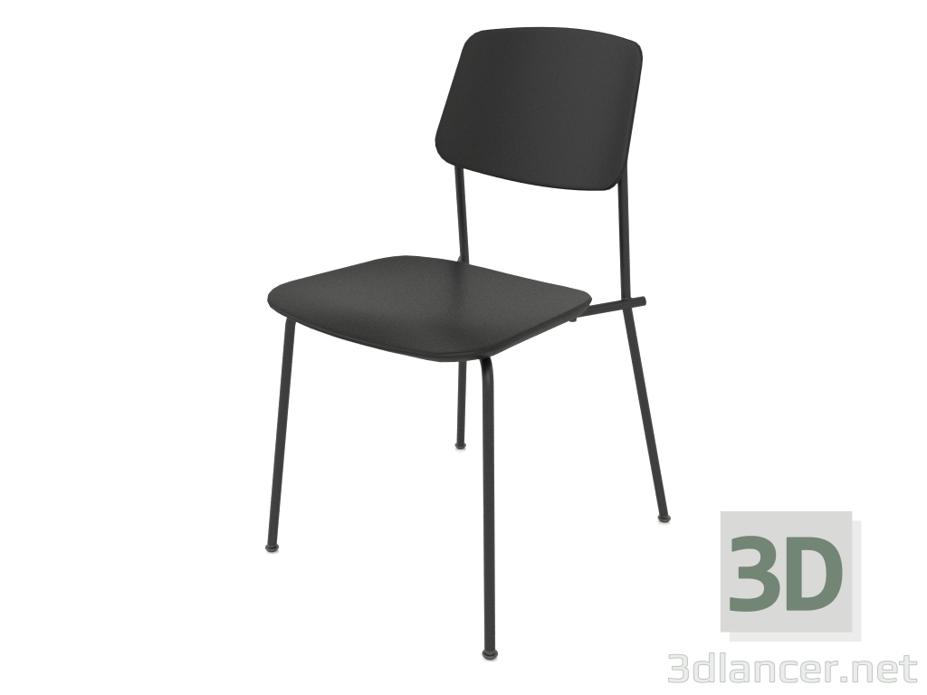 3d model Silla sin tensiones con respaldo de madera contrachapada h81 (contrachapado negro) - vista previa