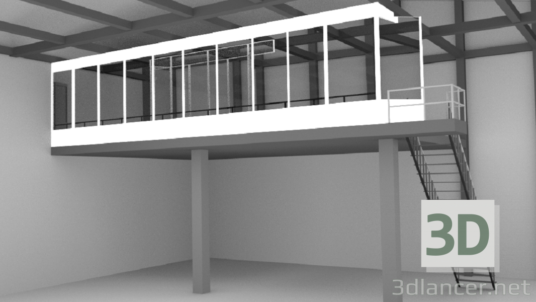 Balkon im Hangar 3D-Modell kaufen - Rendern