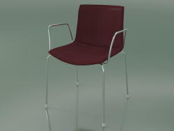 Chair 0310 (4 legs with armrests and removable leather upholstery, cover 3, chrome)