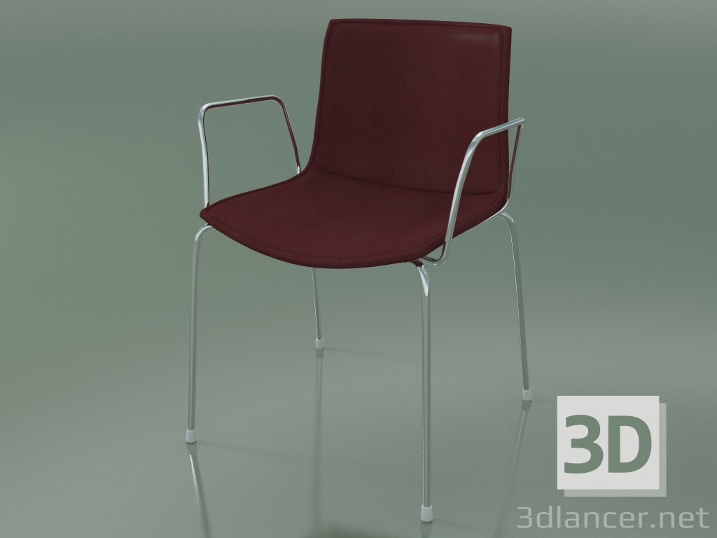 3d model Silla 0310 (4 patas con reposabrazos y tapicería de cuero desmontable, funda 3, cromo) - vista previa