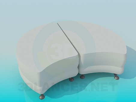 3d model Double ottoman - preview