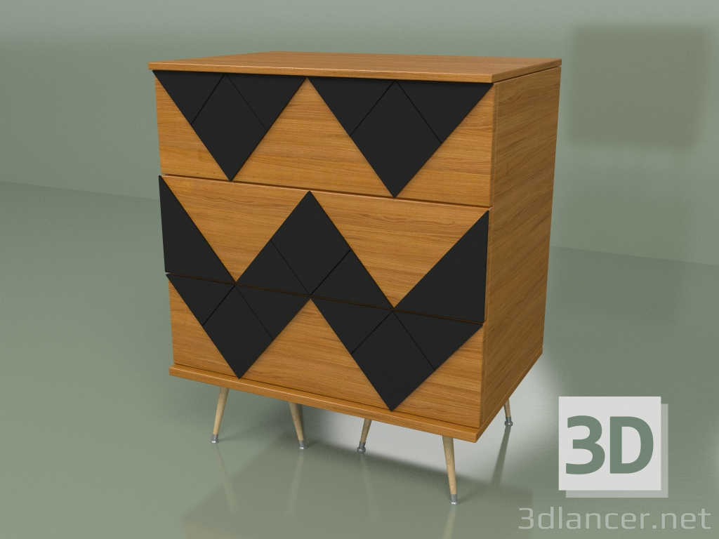 3d model Cajonera Lady Woo con patrón de color (negro) - vista previa