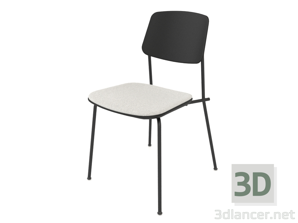 3d model Silla sin tensiones con respaldo de madera contrachapada y cojín de asiento h81 (contrachapado negro - vista previa