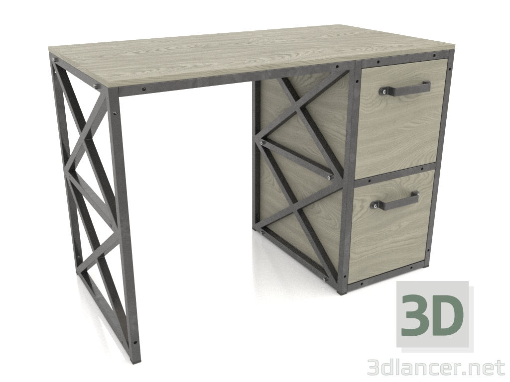 3d model A desk with drawers - preview