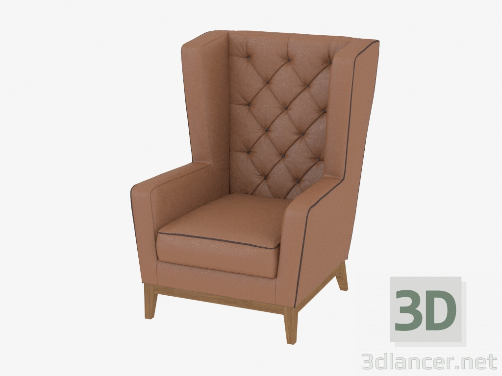 3d model Sillón cuero Aurora pequeño - vista previa