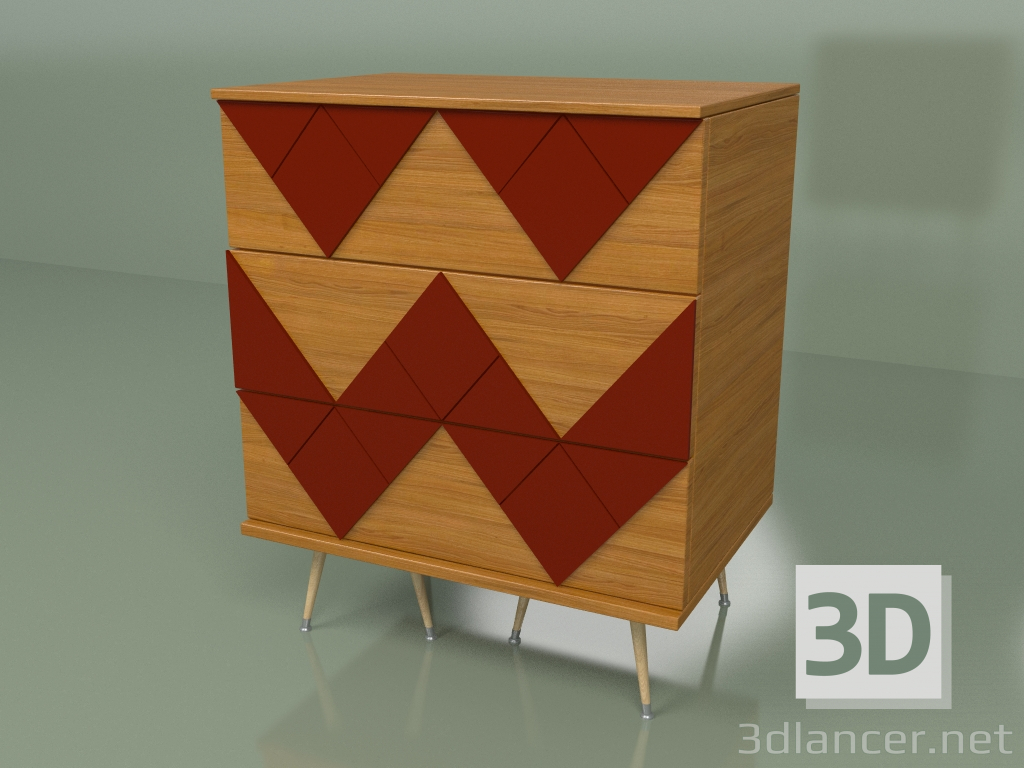 modèle 3D Commode Lady Woo avec un motif de couleur (bordeaux) - preview