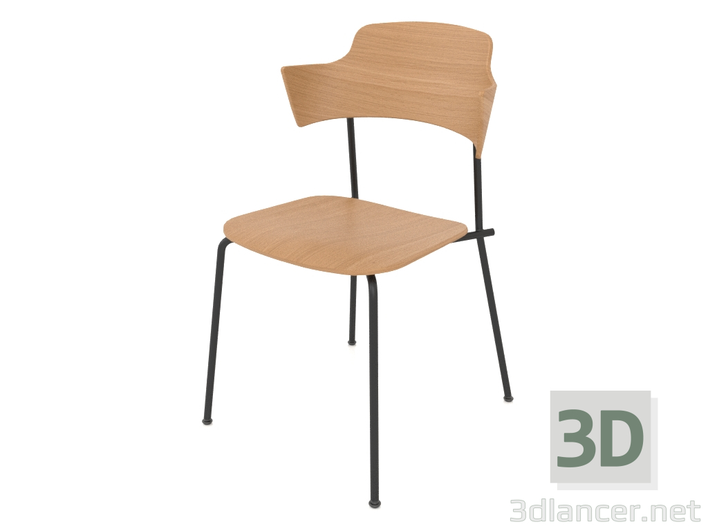 3d model Silla sin tensiones con respaldo y reposabrazos de madera contrachapada h81 - vista previa