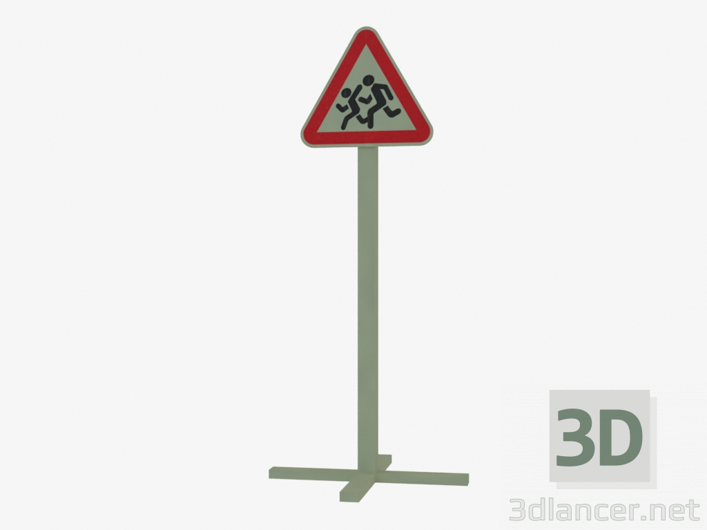 3d model Improvement element Sign Carefully children (4512) - preview