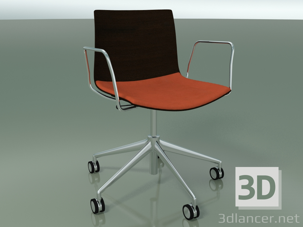 3D modeli Sandalye 0302 (5 tekerlekli, kolçaklı, LU1, koltuk minderli, venöz) - önizleme