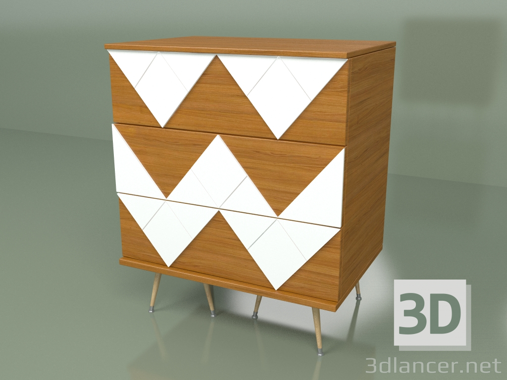 modèle 3D Commode Lady Woo avec motif de couleur (blanc) - preview