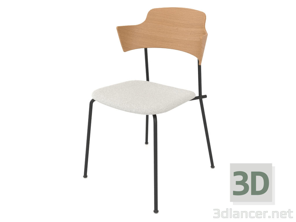 3d model Silla sin tensiones con respaldo, reposabrazos y tapizado de asiento de madera contrachapada h81 - vista previa