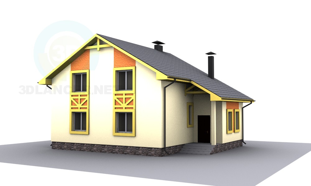 3d model attic house - preview